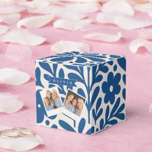 Caixinha De Lembrancinhas Floral Nórdico Personalizado Azul Folclórico