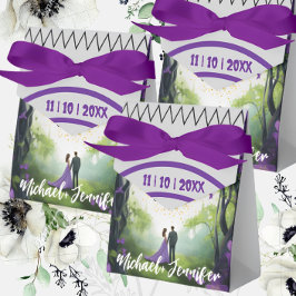 Caixinha De Lembrancinhas Floral Personalizado de Casamento de Floresta Roxa