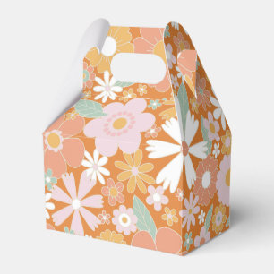 Caixinha De Lembrancinhas Floral Retro laranja rosa Aniversário