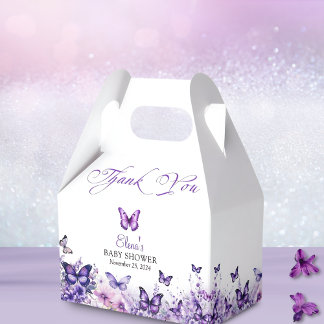 Caixinha De Lembrancinhas Floral Roxo Elegante Chá de fraldas borboleta
