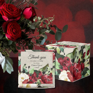 Caixinha De Lembrancinhas Floral Verde Branco Burgundy Cinza Grunge