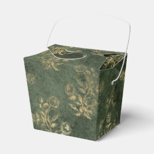 Caixinha De Lembrancinhas Floral Verde e Dourada Vintage