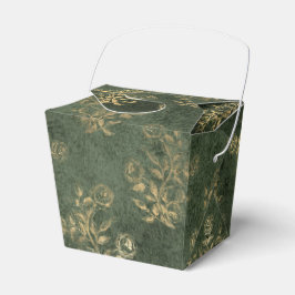 Caixinha De Lembrancinhas Floral Vintage Verde e Dourado