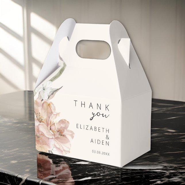 Caixinha De Lembrancinhas Floral Wedding Box Geschenkschachtel (Personalized Floral Wedding Favor Boxes with your Name & Date.)