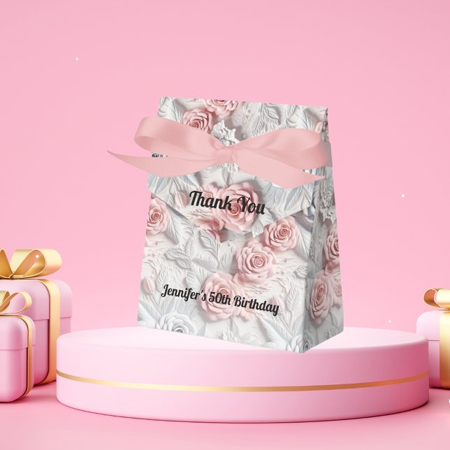 Caixinha De Lembrancinhas Flores brancas rosadas de aniversário (Criador carregado)