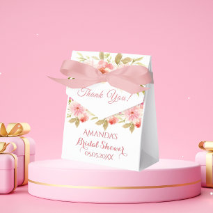 Caixinha De Lembrancinhas Flores brancas rosadas obrigado chá de noiva