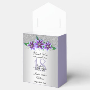 Caixinha De Lembrancinhas Flores Clássicas Silver & Clematis 18º Aniversário