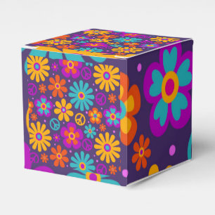 Caixinha De Lembrancinhas Flores Coloridas Amores do Amor à Paz Retro Hippie