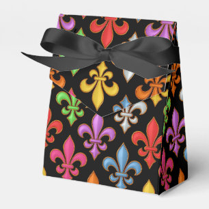 Caixinha De Lembrancinhas Flores Coloridas e Negras Fleur-de-lis em Negrito 