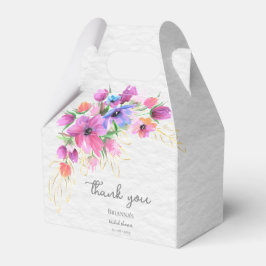 Caixinha De Lembrancinhas Flores de Aquarela Brilhantes Boho e Folhagem Dour