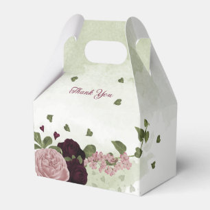 Caixinha De Lembrancinhas flores de borgonha rosa ameixa casamento folhagem 