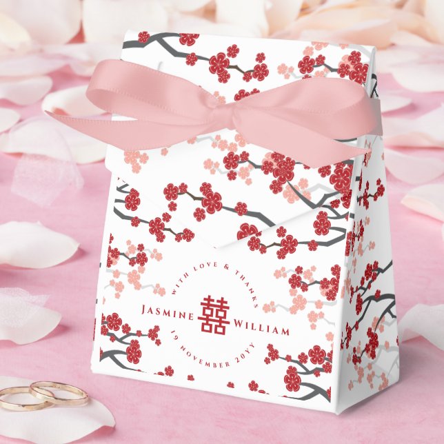 Caixinha De Lembrancinhas Flores de Cerejeira & Dupla Felicidade Casamento C (Casamento)