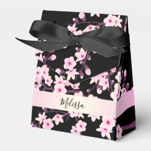 Caixinha De Lembrancinhas Flores de Cerejeira Rosa Preto Personalizado