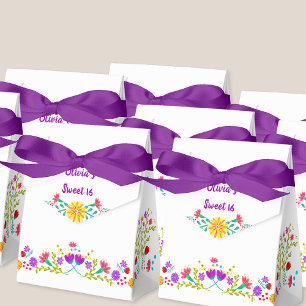 Caixinha De Lembrancinhas Flores de Fiesta mexicanas, Roxo Branco, Personali