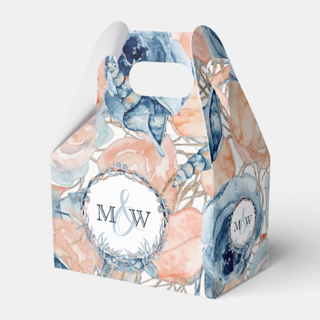 Caixinha De Lembrancinhas Flores de Seashell de Praia Náutica (Frente)