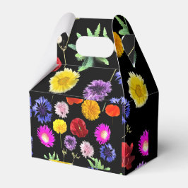 Caixinha De Lembrancinhas flores de verão coloridas em fundo preto