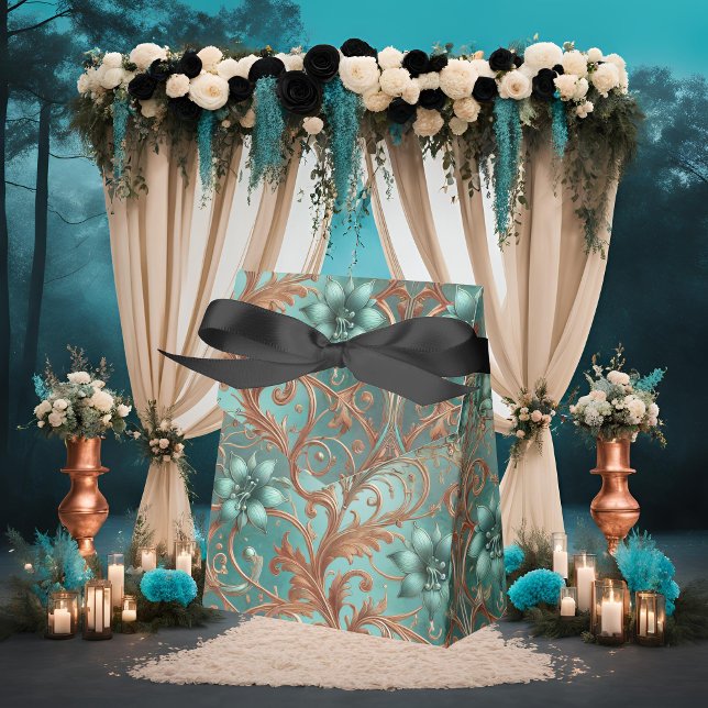 Caixinha De Lembrancinhas Flores e Vinhas de Turquesa de Cobre (Criador carregado)