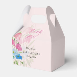 Caixinha De Lembrancinhas Flores em Aquarela Rosa e Azul Claro