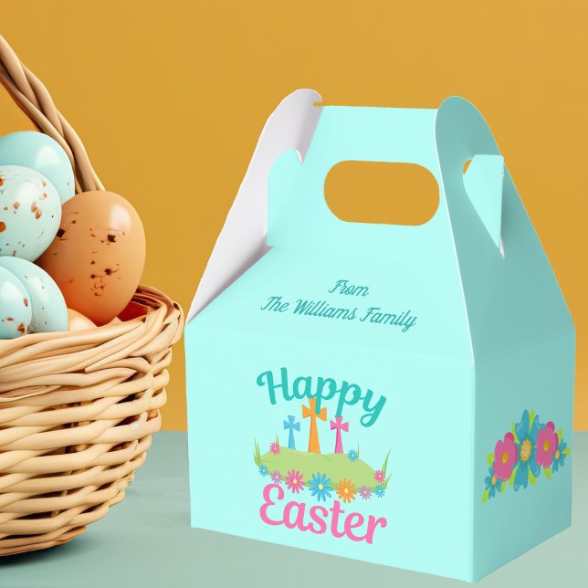 Caixinha De Lembrancinhas Flores felzs pascoa cruzam a religião Bonito (Criador carregado)