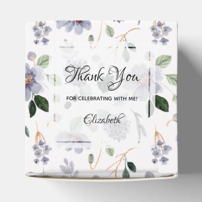 Caixinha De Lembrancinhas Flores Lilases Roxas em Aquarela (Topo)