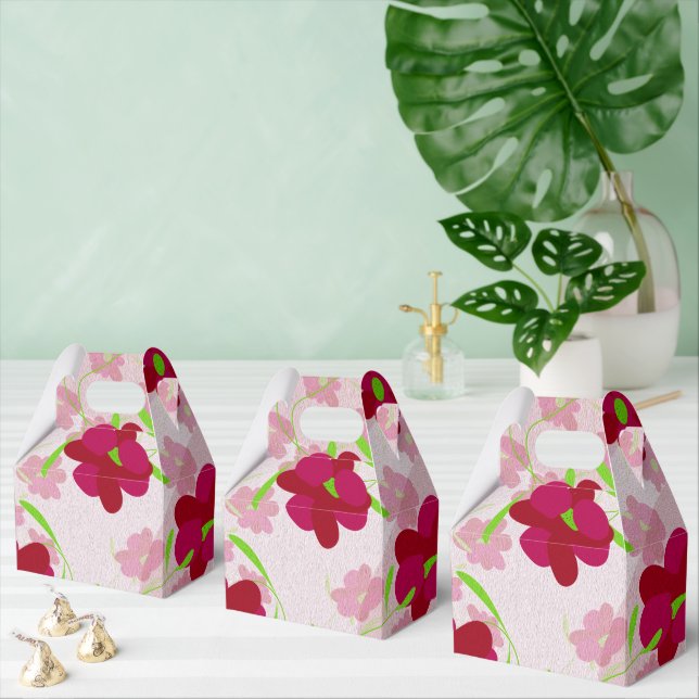 Caixinha De Lembrancinhas Flores rosa e vermelha - Floral (Múltiplo)