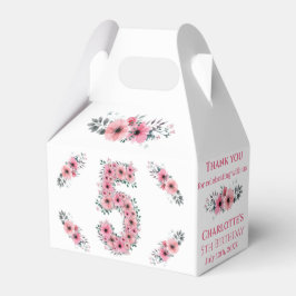 Caixinha De Lembrancinhas Flores Rosa Grande Folhagem Verde 5 de Aniversário