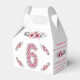 Caixinha De Lembrancinhas Flores Rosa Grande Folhagem Verde 6 de Aniversário