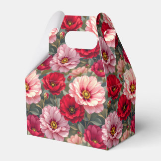 Caixinha De Lembrancinhas Flores rosa, vermelho e malva 
