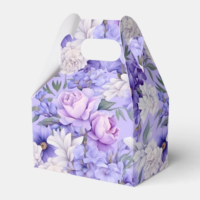 Caixinha De Lembrancinhas Flores roxas e leves romanas (Frente)