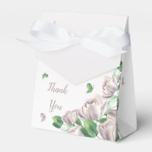 Caixinha De Lembrancinhas flores roxas folhas verdes borboletas casamento