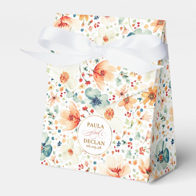 Caixinha De Lembrancinhas Flores Silvestres Elegantes Românticas Boho Florai (Frente)