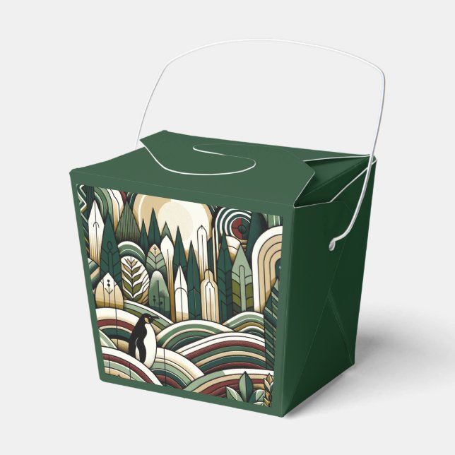 Caixinha De Lembrancinhas Floresta de Estilo Indiano Cream Maroon com Colina (Frente)
