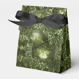 Caixinha De Lembrancinhas Floresta Glimmer Verde e Preto Borboleta Vintage
