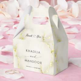 Caixinha De Lembrancinhas Foil Dourada Textura De Mármore - Obrigado