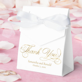 Caixinha De Lembrancinhas Folha Branca e Ouro Obrigado Casamento Calliográfi