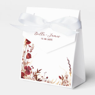 Caixinha De Lembrancinhas Folhagem Floral Vermelha Burgundy