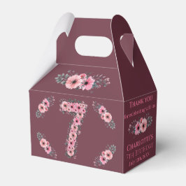 Caixinha De Lembrancinhas Folhagem Verde-Grande 7 de-Aniversário-Rosa-Flores