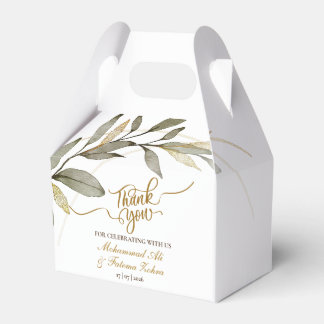 Caixinha De Lembrancinhas Folhas de Ouro Elegância Casamento Muçulmano