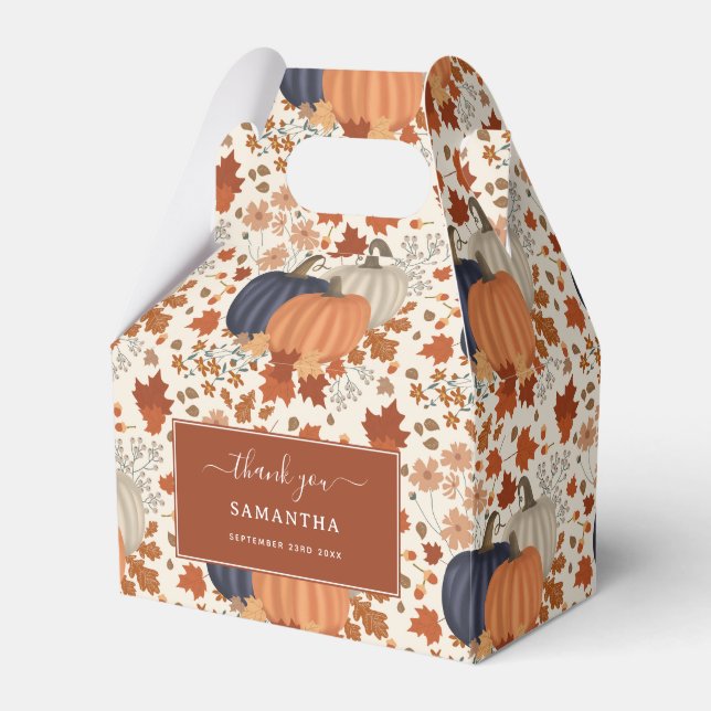Caixinha De Lembrancinhas Folhas de outono Russas de Pumpkins Flores Selvage (Frente)