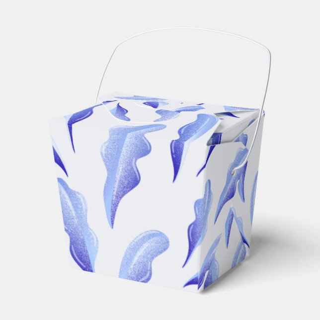 Caixinha De Lembrancinhas folhas flores simples branco azul fofo  (Frente)