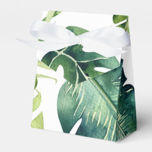 Caixinha De Lembrancinhas Folhas Tropicais Verdes Favor de Casamento Branco