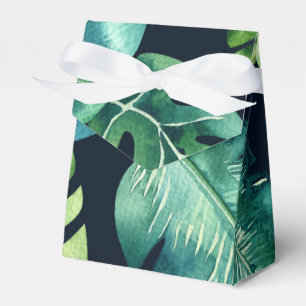 Caixinha De Lembrancinhas Folhas Tropicais Verdes Favor de Casamento Preto E
