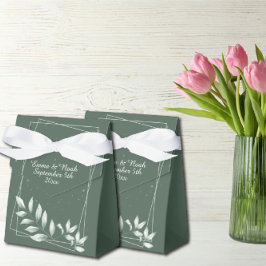 Caixinha De Lembrancinhas Folhas Verdes Românticas Elegantes Desbotadas