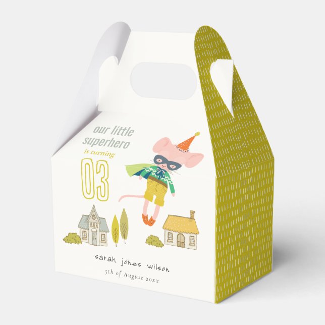 Caixinha De Lembrancinhas Foto de aniversário de um super-herói bonito, cria (Verso)