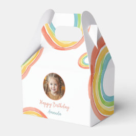 Caixinha De Lembrancinhas Foto de Aniversário do Bom Colorido Pastel Rainbow