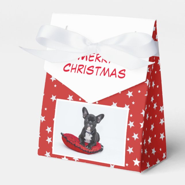 Caixinha De Lembrancinhas Foto de Cachorro de Natal Personalizável (Frente)