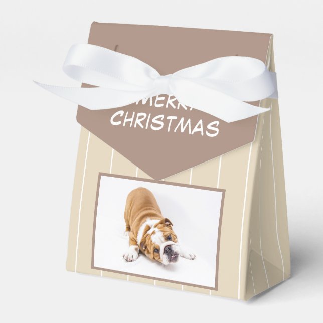 Caixinha De Lembrancinhas Foto de Cachorro de Natal Personalizável (Frente)