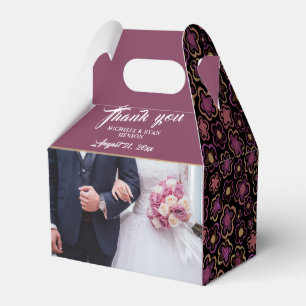 Caixinha De Lembrancinhas Foto de casamento Flor de Borgonha Obrigado
