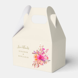 Caixinha De Lembrancinhas Foto De Casamento Floral Cor-De-Rosa Elegante Obri