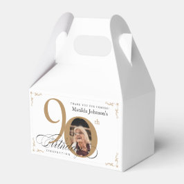 Caixinha De Lembrancinhas Foto Elegante Elegante de 90 de Caligrafia Branca 